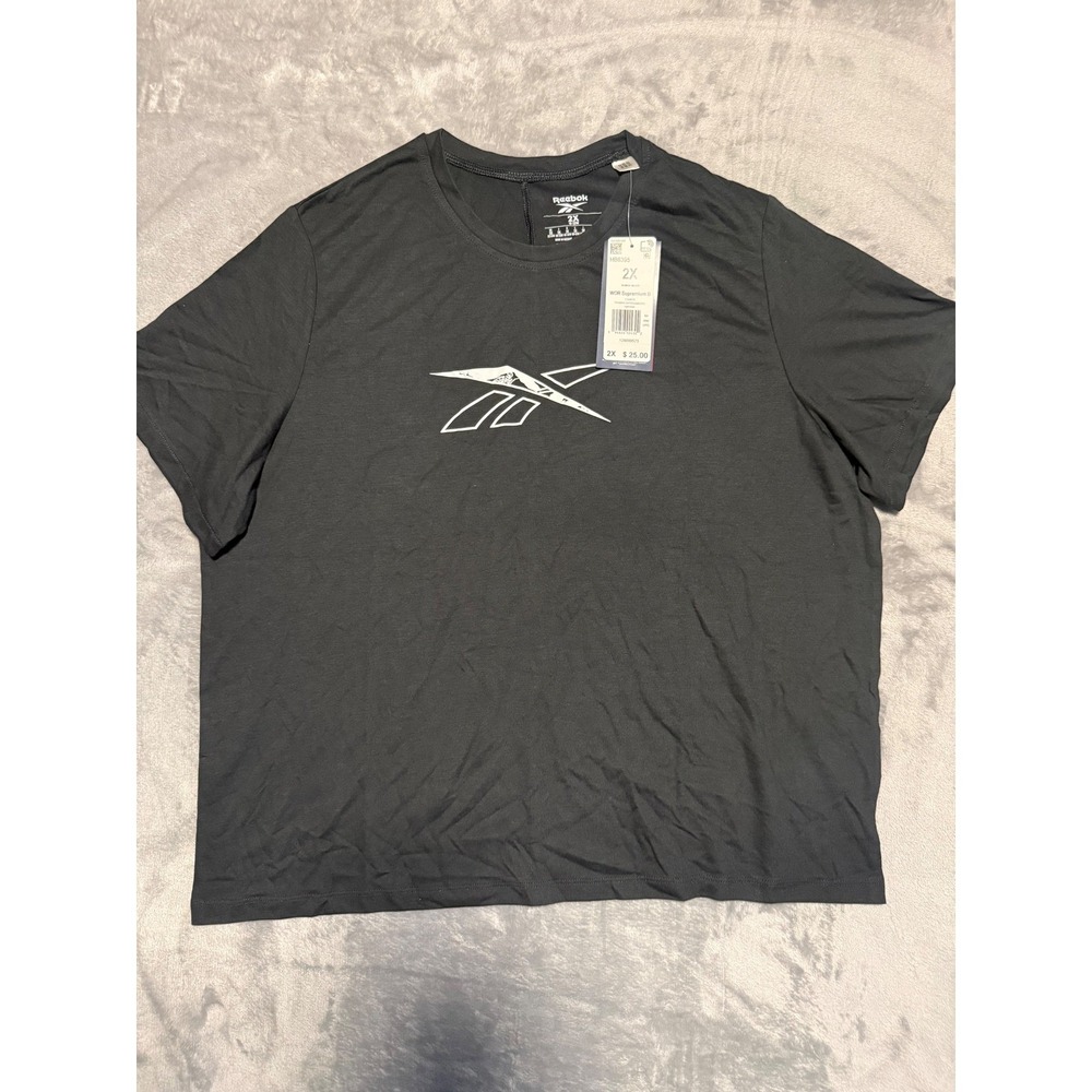 Reebok T-Shirt Womens 2X Black WOR Supremium B Training Graphic Logo HB6395